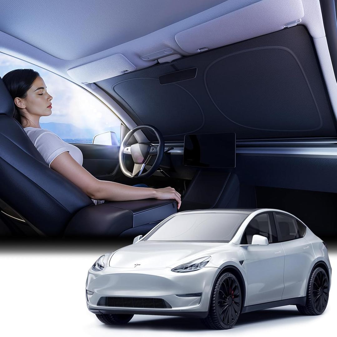 Nmoiss Car Windshield Sun Shade [Dot Matrix Reflective Coating] Extended Edge No Light Leakage Design Cooling Protect Car Interior from UV Damage Medium