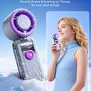 Portable Foldable Fan with Ice Cooling, 199 Speed Adjustable Handheld Fan Stand, 5500mAh Rechargeable Personal Fan with Digital Display and Lanyard, Summer Essential for Travel, Office, Outdoor,Grey