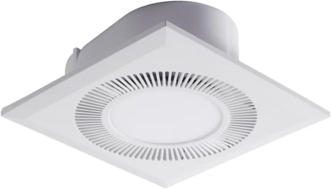 Square Bathroom Exhaust Fan with LED Light, 140 CFM Quiet Ventilation, 6000K LED, 1.0 Sones Ultra Quiet, 4 Inch Duct, Easy Installation for Home Bath Hotel Bathroom