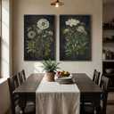 Framed Vintage Botanical Wall Art, 2 Piece Moody Dark Floral Canvas Painting Prints, Retro Rustic Farmhouse Cottage Core Black Background Flower Artwork for Living Room Bedroom Kitchen Hallway, 24x36