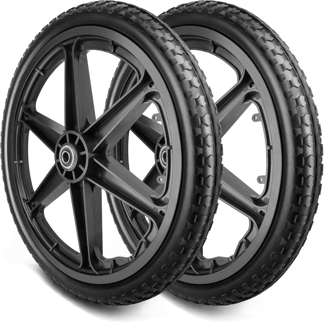 20x1.95" Rim Flat Free Cart Tire Assembly for Rubbermaid Garden Yard Cart, Garden Cart Wheels 20 inch with 5/8" Bearing Replacement for Wheelbarrow, Garden Trailers, Roofing Equipment by AZUNYYDS