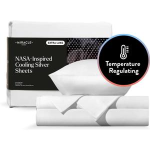 Miracle Made Extra Luxe Soft, Cool-to-The-Touch Cotton Bed Sheet Set, 4-Piece  Silver-Treated, Breathable, Lightweight Bedding  Full Size, White