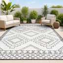 JONATHAN Y Diamond Tribal Medallion Indoor Outdoor Area Rug 8X10 Ivory/Black, Marokko for Backyard, Patio, Porch, Easy-Cleaning, High Traffic, Pet-Friendly, Non-Shedding (SMB127E-8)