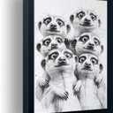 Orvannaatr Animal group portrait photo, black and white fun animal painting, modern fashionable decorative wall art, suitable for use in bathrooms, bedrooms, and entrance walls.