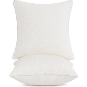 Leeden 18x18 Pillow Inserts Set of 2, Soft and Fluffy Throw Pillow Forms for Couch and Bed, 18 Inch Square Decorative Pillow Inserts, Beige