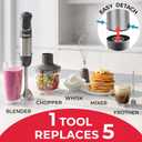 Mueller Multistick 5-in-1 Immersion Blender Handheld,12 Speed Hand Mixer-Turbo Boost, Heaviest Duty Copper Motor, Titanium reinforced Blades Hand Blender,Milk Frother Wand,Whisk,Beaker,Chopper,Grey