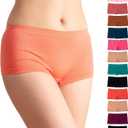 Alyce Ives Womens Seamless Boy Short Panties, Boyshort Boxer Briefs-12 Pack (Large, Solids 2)