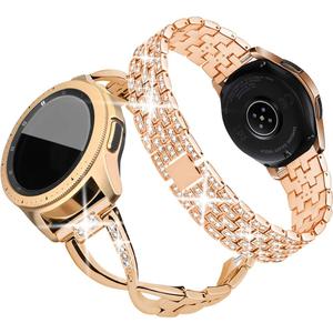 SUPOIX Compatible for Samsung Galaxy watch 7/6/5/4 40mm 44mm/ Galaxy Watch FE 2024/Watch 3 41mm/ Watch 42mm/Active 2 Band, 2 Pack 20mm Women Jewelry Bling Metal Replacement Strap (Rose gold)