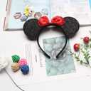 24 Pcs Mouse Costume Deluxe Ears Headband Red Bow Hairs Accessories Baby Shower Headwear Favors Decorations