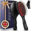 Boar Bristle Hair Brush Since 1965 British Craftsmanship, Handmade Natural Wood Slick Back Hairbrush, Gentle Detangling Smoothing Women Men Kids Curly Thick, Fine Hair