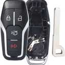 Remote Key Fob Case Shell Cover for Ford Edge/Explorer/Fusion/Mustang for Lincoln MKC/MKX(FCC ID:M3N-A2C31243300 P/N:164-R8108) 4 Buttons,Just A Key Shell Black