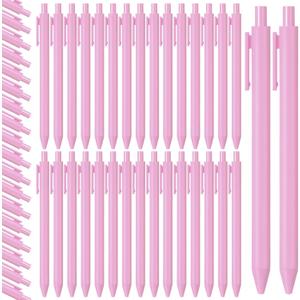 Fulmoon 50 Pcs Ballpoint Pens Bulk Retractable Comfortable Writing Pens Cute Christmas Supplies in Medium Point 1.0 mm for Teacher Office Home Baby Shower (Light Pink,Black Ink)
