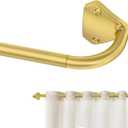 Gold Curtain Rods for Windows 48 to 84 inch, 5/8 inch Adjustable Wrap Around Blackout Curtain Rods for Bedroom & Outdoor