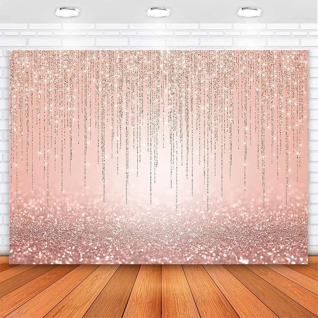 Avezano Rose Gold Backdrop Rose Gold Sweet Pink Birthday Party Background for Women Girls Birthday Baby Shower Banner Kids Portraits Photo Props 7 x 5 ft