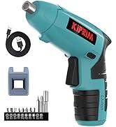 Small 4V Electric Screwdriver,Kiprim ES3 Cordless Screwdriver Tool with Rechargeable Battery,LED Front Light & Power Display Light for Home DIY Blue