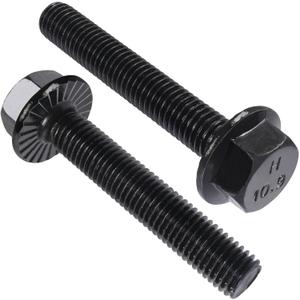 VGBUY M8-1.25 x 40mm Flanged Hex Head Bolts,External Flange Hex Drive Screws,Class 10.9 Black Zinc Plated,Alloy Steel,Full Coarse Thread,Pump,Fix Car,DIY Project(18Pcs)
