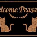 Welcome Peasants Funny Cat Doormat 30x17 Inch, Coir Front Door Mat Inside Entrance, Indoor/Outdoor for Entryway with Non-Slip PVC Backing, Cute Farmhouse Porch Decor, Cats Lover Gift Mat