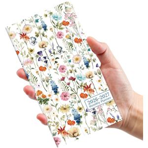 5 x Pocket Calendar 2026-2027 for Purse, Two Year Monthly Planner Pocket Size, Jan 2026 to Dec 2027 Monthly Planner Small Size (6.5" x 3.5") - Wildflowers