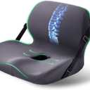 FuturaLoom One-Piece Memory Foam Seat & Back Cushion - Lumbar Support, Adjustable Strap, Non-Slip Bottom - Breathable Removable Cover for Office Chair, Car, Truck (Grey)