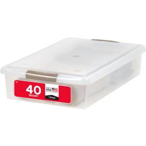 IRIS USA 40 Qt. Under Bed Storage Bin with Lids, Gray/Clear
