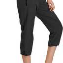 Ksmien Women's Lightweight Hiking Capri Pants Quick Dry Workout Cargo Capris Water Resistant UPF 50+ Zipped Pockets (Black, XXL)