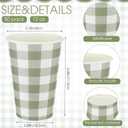 Tioncy 50 Pcs Green Gingham Paper Cups 12 oz Disposable Paper Coffee Cups for Tea Party, Coffee,Drinking, Water, Juice, Expresso, Hot and Cold Drink, Cocoa, Green Gingham Party Supplies Decoration