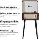 Arkrocket Discovery II 3-Speed Bluetooth Record Player Retro Console Turntable with Built-in Speakers and Removable Legs (Brown)