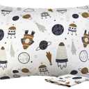 ZPECC Toddler Pillow with Pillowcase - 13x18 Organic Cotton Hypoallergenic Kids Pillow, Baby Essentials for Travel Crib Daycare Stroller (Intended for Age 2 and up) Universe