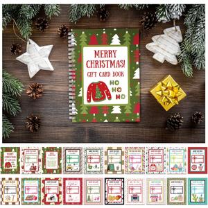 Christmas Gift Card Book 7 x 5 Inch Merry Christmas Booklet Organizer Greeting Card Album Keeper Personalized Gift for Merry Xmas Party Supplies(1 Pcs,Retro)