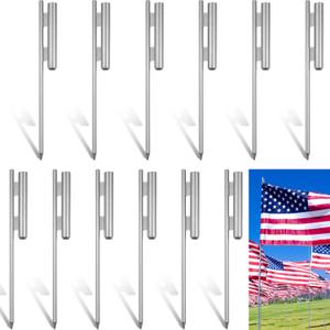 Shimeyao 3 Pcs 23 Inch Flag Spike Heavy Duty Feather Flag Ground Spike Pole Ground Stake for Swooper Metal Stakes for Garden Lawn Base
