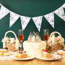 5 Pieces Blue White Vintage Floral Paper Pennant Garland Wedding Garland Triangle Banner for Wedding Bridal Shower Outdoor Decoration