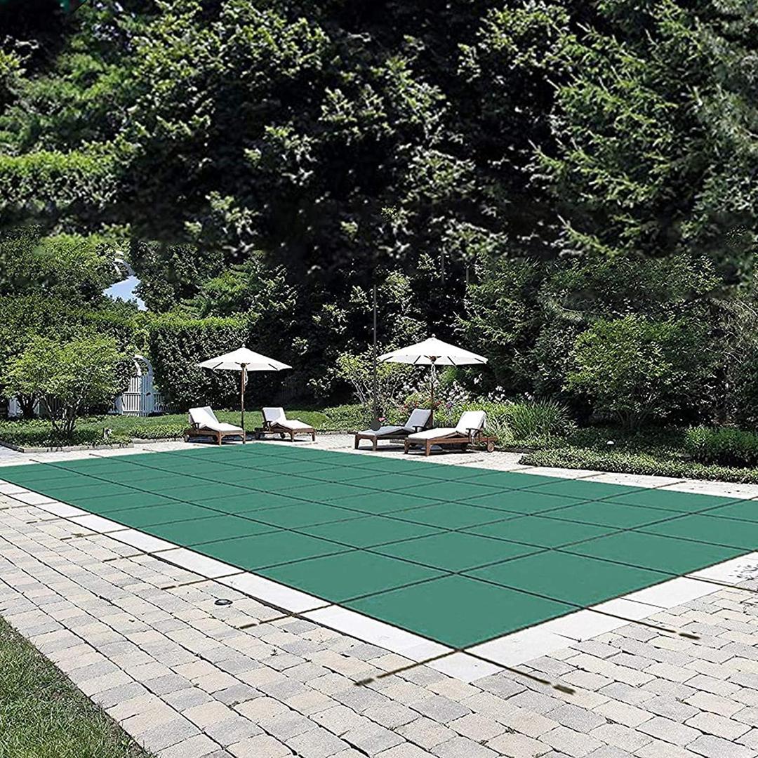 VEVOR Pool Safety Cover Fits 20x40ft Rectangle Inground Pools,Inground Pool Cover Green Mesh, Triple-Stitched for Maximum Strength, Abrasion-Resistant, for Swimming Pool Winter Safety Cover