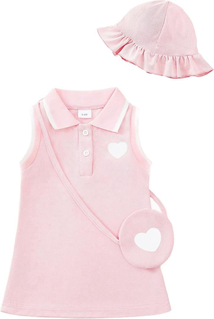 Renotemy Infant Baby Girl Dress Toddler Girl Summer Clothes Outfits Gifts Sport Casual Sundress Polo Dresses for Girls (Pink)