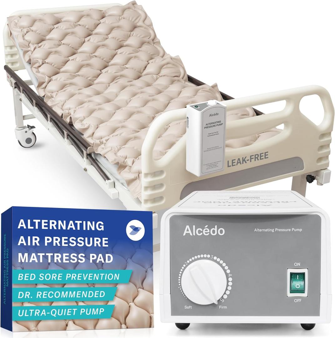 Alcedo Alternating Air Pressure Mattress Pad for Bed Sore and Ulcer Prevention, Hospital & Home Use Medical Mattress Topper for Bedridden Patient, Adjustable Ultra Quiet Pump and Waterproof Cushion