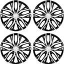 4 Pack Universal Hubcaps Replacement R17 17 inch, Steel Wheel Rim Cover for Most Auto, 17" 17 in Wheel Covers Hub Caps (Silver+Black Color, 17 inch)
