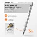 Nicpro 0.7 Metal Mechanical Pencil Set with Case, 3PCS MP1000 0.7mm Artist Lead Pencil With 8 Tube HB Refills, 3 Erasers, 9 Eraser Refill For Architect Art Drafting Drawing Engineering, Sketching (Silver)