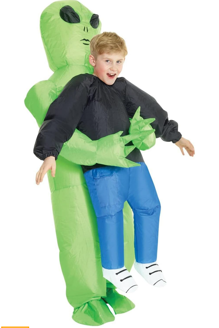Morph Kids Inflatable Alien Costume, Blow Up Alien Outfit for Children, Abducted by Aliens Dress Up Costume, One Size