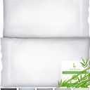 BAMPURE Cooling Pillow Cases Queen Size Set of 2-100% Viscose derived from Bamboo Cooling Pillow Cases - Queen Pillow Cases Set of 2 (20x30, White)