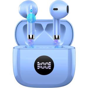 Wireless Earbuds Bluetooth 5.4 , Ear Buds LED Power Display Headphones 6D Stereo, Bluetooth Earbuds in-Ear Noise Cancelling Mic, 40H Playback Mini Case IP7 Waterproof Sports Earphones for Android iOS (Mauve)