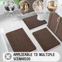 Yimobra Washable Bathroom Rugs, Super Soft & Absorbent Chenille Bath Mat for Floor & Carpet, Quick Dry Non Slip Bath Mat for Tub Shower, 24" x 17",Brown