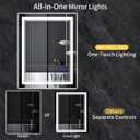 36"x24" LED Bathroom Mirror with Anti-Fog, Stepless Dimmable Lights, 3 Color Modes, Shatter-Proof Tempered Glass,Waterproof Design