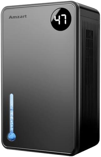 Dehumidifier, Dehumidifiers for Home (1000 sq.ft), 98 OZ Dehumidifier for Basement Bathroom Bedroom, Auto Shut Off Dehumidifiers, Timer Setting, Digital Display, Drain Hose, 7 Colors Light, Black