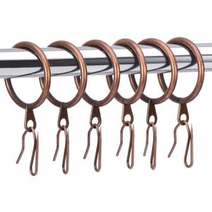 Hotop 30 Pcs Metal Drapery Curtain Rings 0.98/1.26/1.65 inch Interior Diameter and 30 Pcs Hanging Curtain Drapery Pin Hooks for Window Door Shower(Red Bronze,32 mm)