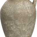 Ceramic Rustic Farmhouse Vase, 9 inch Ceramic Oatmeal Flower Vase for Centerpieces Pampas Grass Pottery Jug with Handle Boho Modern Rustic Farmhouse Decor for Living Room Kitchen Dinner Table Shelves