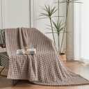 Soft Cozy Fuzzy Fleece Throw Blanket, Waffle Light Taupe, 50x60 Inches  Lightweight, Fluffy, and Warm 3D Jacquard All-Season Blanket for Couch, Bed, Sofa, Home Decor, Camping, and Travel