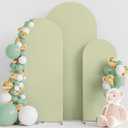 Wokceer Set of 3 Wedding Arch Cover Spandex Fitted Wedding Arch Stand Covers Round Top Chiara Arch Backdrop Stands Cover for Birthday Party Ceremony Banquet Decoration 4ft,5ft,6ft Sage Green