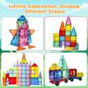 Magnetic Tiles 120PCS Kids Games Toy Building Blocks STEM Classroom Educational Learning Sensory Montessori Magnet Toys for Toddler Boys Girls 3+ Year Old with 2 Cars