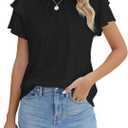 Blooming Jelly Women Dressy Casual Tops Business Work Blouses Summer Shirts Short Sleeve Crew Neck Outfits 2025 (X-Large, Black)