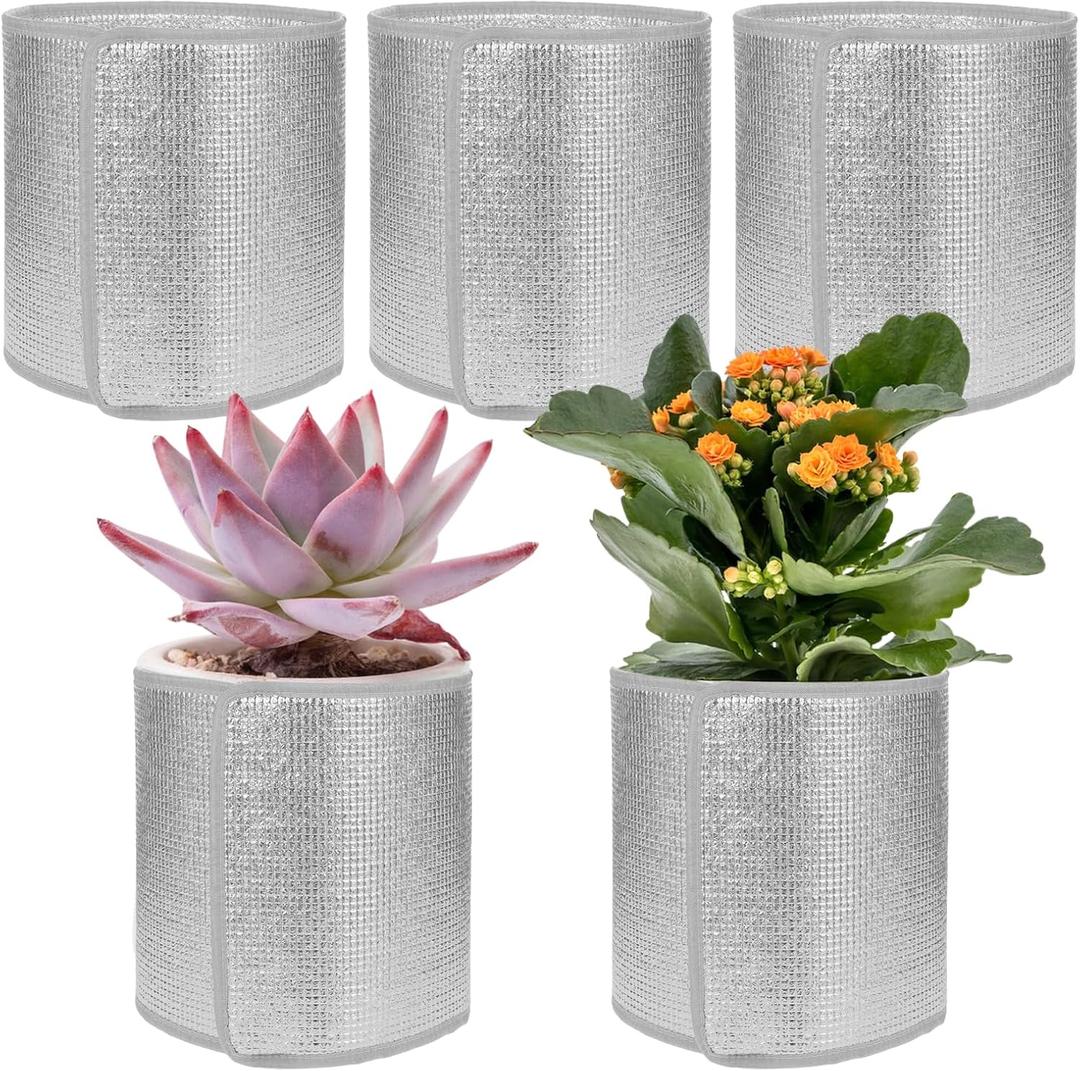 5 Pack Plant Flower Pot Insulation Protection Pot Reusable Flower Pot Cover Double Foil Insulation for Winter Indoor Outdoor Plants Pot Cover Garden Fruit Trees Potted Plants Insulation