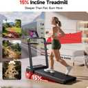 RHYTHM FUN Treadmill with Incline, Walking Pad with Handle Bar,300lbs Walking Pad with APP, Portable Folding Walking Treadmills for Home/Office with Low Noise